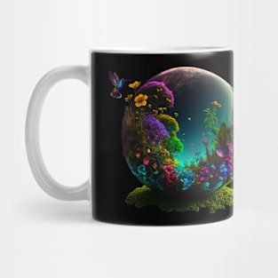 Nature Fantasy Flower Globe Hummingbird Mug